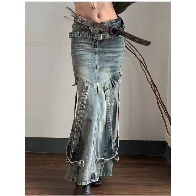 Asian Culture Y2g Hot Girl Retro Denim Skirt For Women