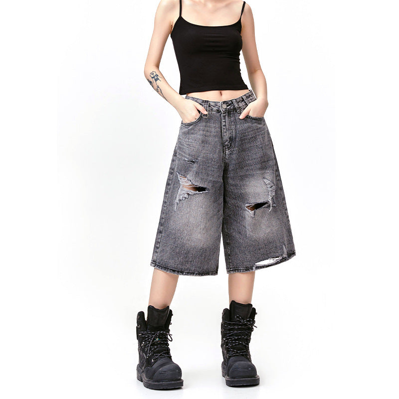 American Retro Wormhole Destruction Punk Rock Cropped Pants