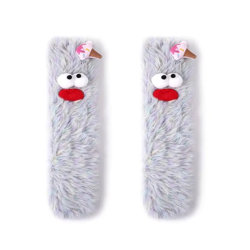 Women's Winter Socks Funny Thickened Warm Medium Tube Sock Men Warm Kawaii Cartoon Home Floor Sokken Girls Fluffy Stockings