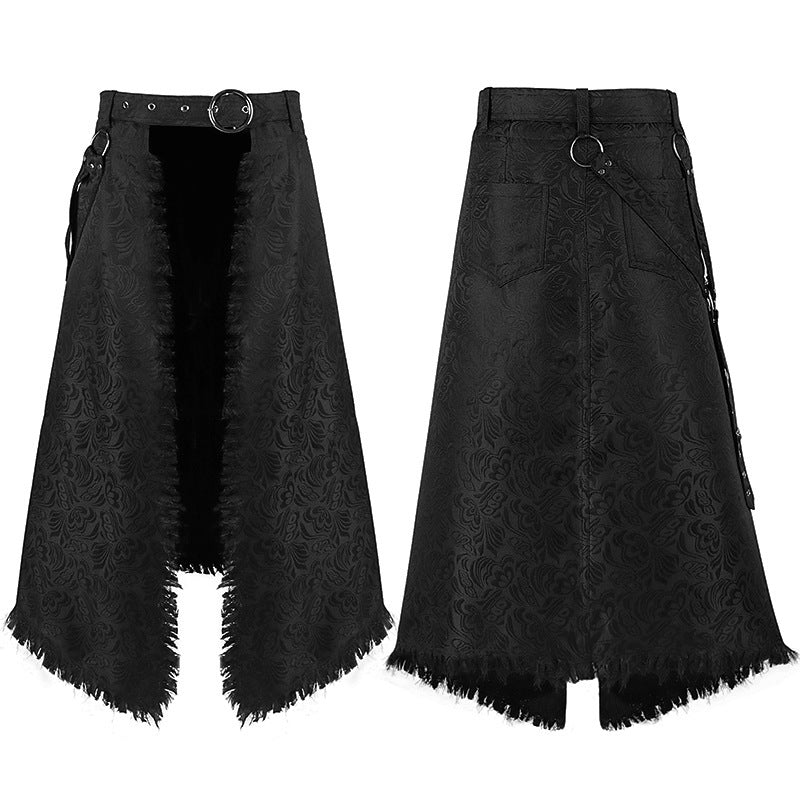 Dark Rock Punk Ash Gothic Asymmetric Half Skirt