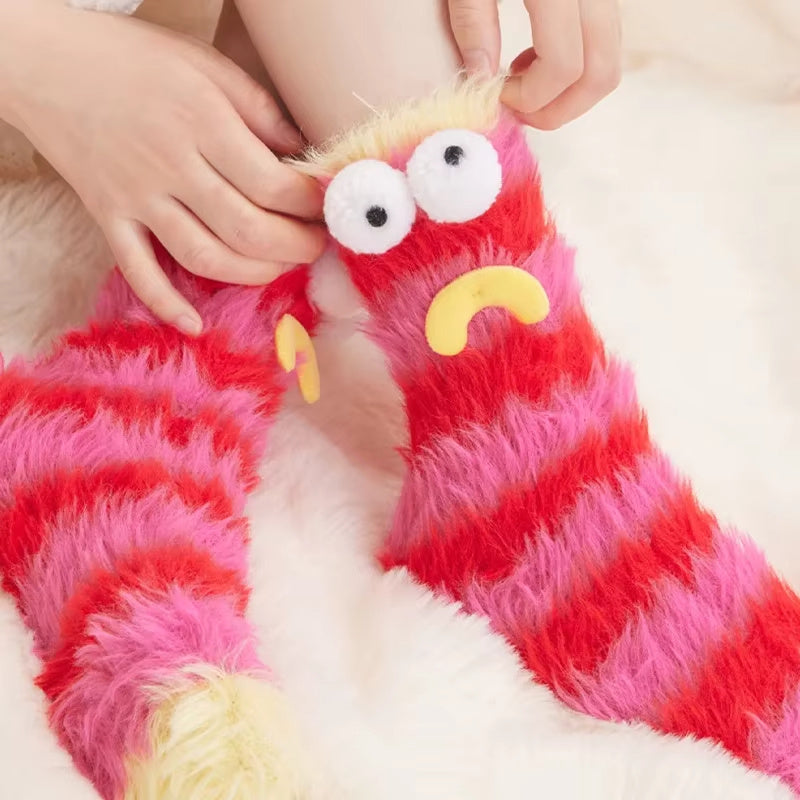 Women's Winter Socks Funny Thickened Warm Medium Tube Sock Men Warm Kawaii Cartoon Home Floor Sokken Girls Fluffy Stockings