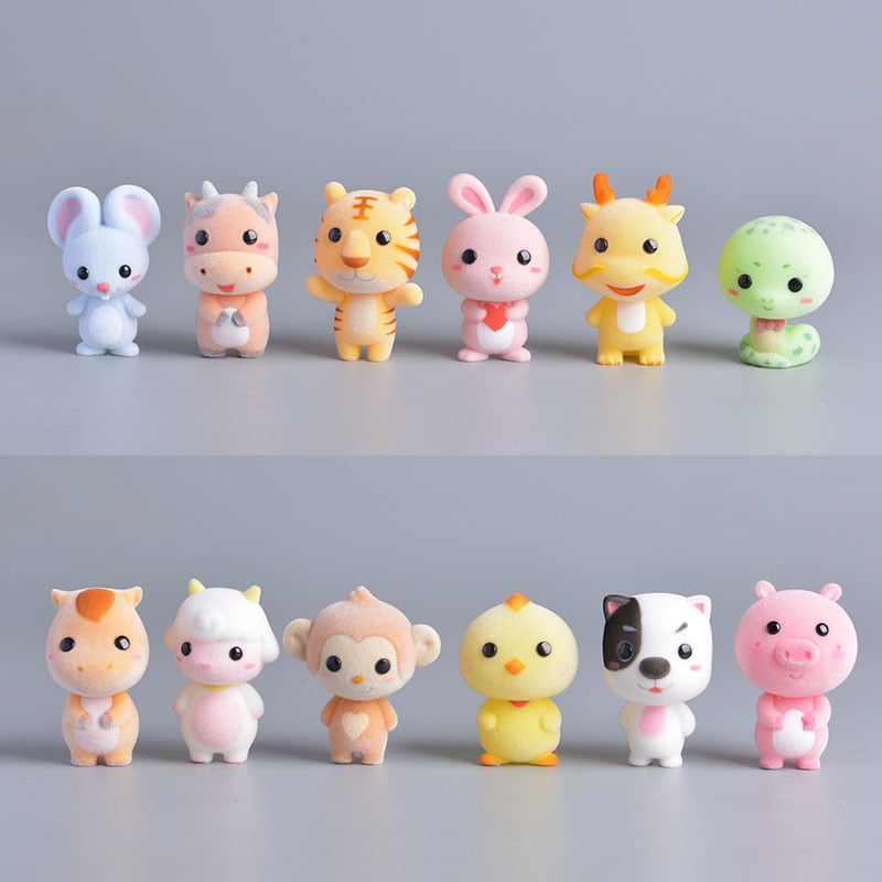 Koteta Kawaii PVC Flocking Doll Furry Dog Mini Animals