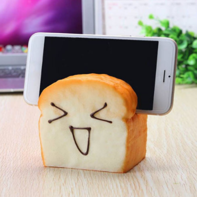 Kawaii Squishy Stress and Anxiety Relief Toys Slow Rising Simulation Toast Phone holder pen rack