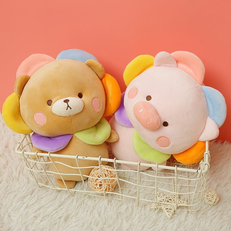 Kawaii Bear Plush Doll Cute Flower Animal Pillow Plush Toy