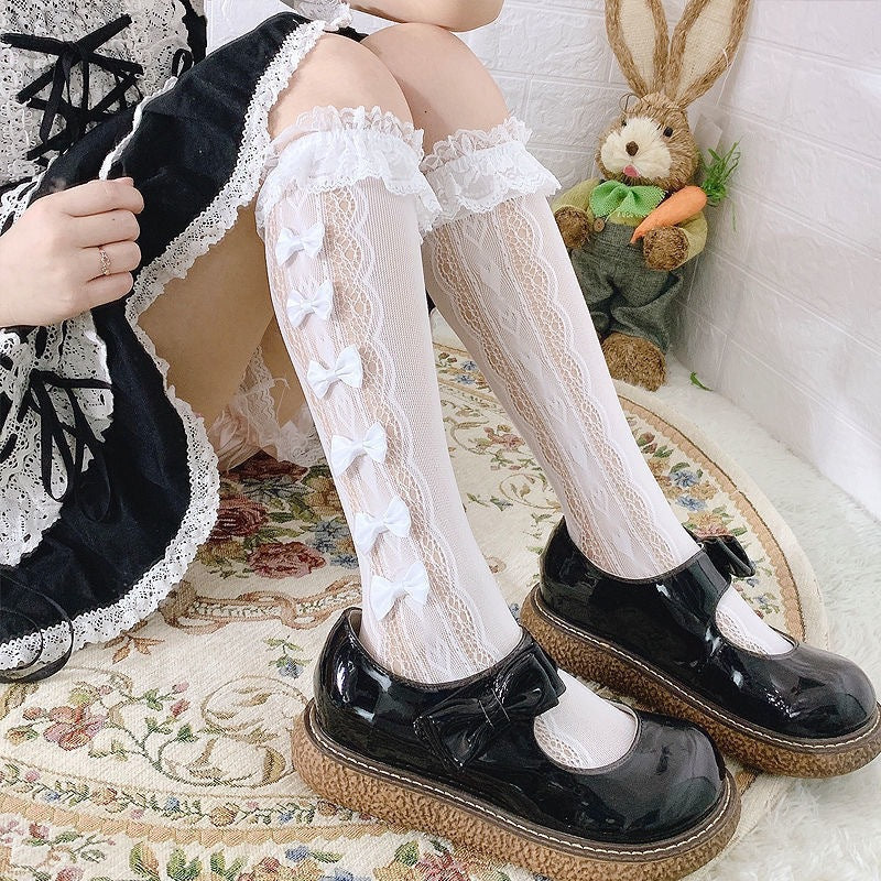 Japanese Lolita Summer Thin Lace Bow Leg Socks