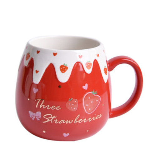 Ceramic Coffee Mug With Lid And Spoon Cute Creative Kawaii Water