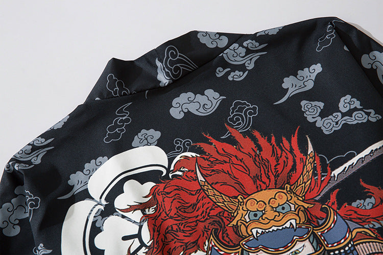 Japanese Kimono Cardigan Cat Samurai Streetwear Men Women Japan Harajuku Anime Clothes