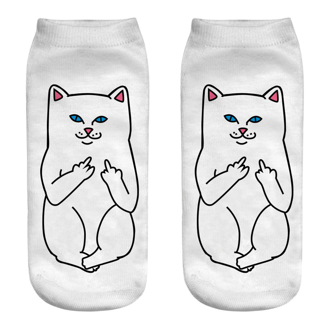 Spring And Autumn Cute Cat Cartoon 3d Print Socks Harajuku Woman Funny Kawaii ElasticPink Socks Invisible Boat Socks Short Tube