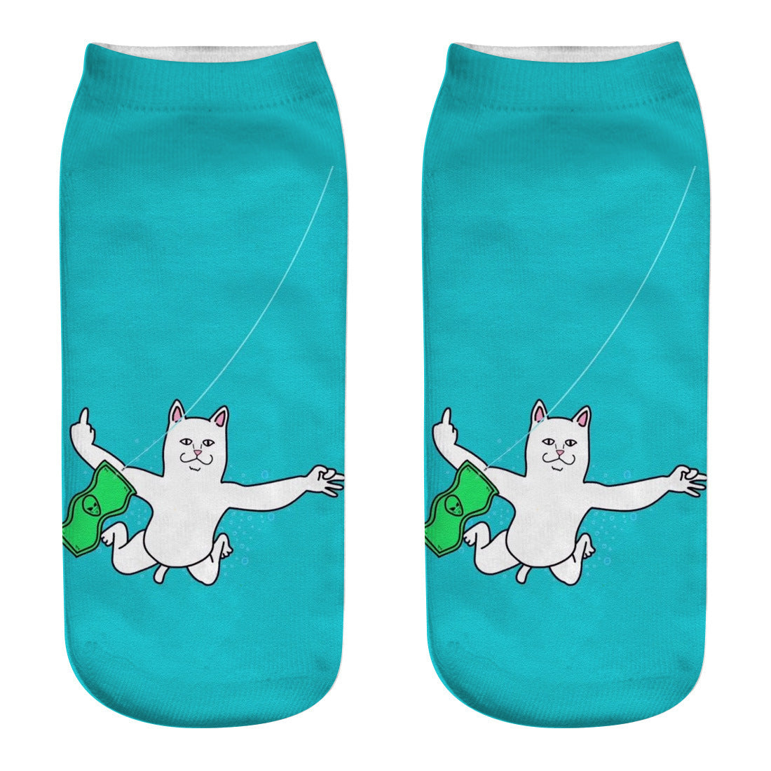 Spring And Autumn Cute Cat Cartoon 3d Print Socks Harajuku Woman Funny Kawaii ElasticPink Socks Invisible Boat Socks Short Tube