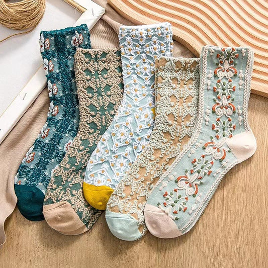 Harajuku Retro Embroidery Spring Kawaii Cute Socks