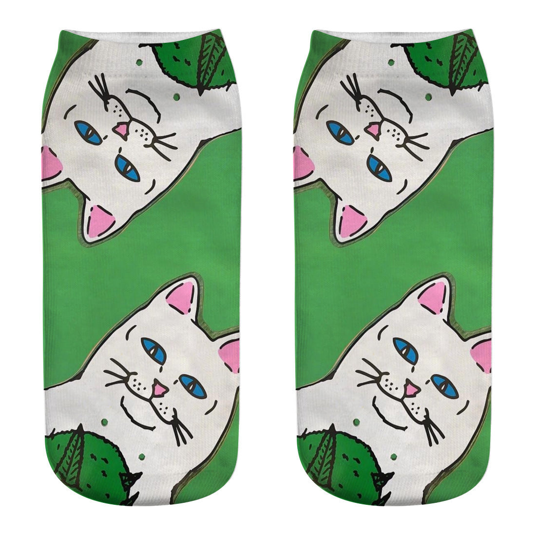 Spring And Autumn Cute Cat Cartoon 3d Print Socks Harajuku Woman Funny Kawaii ElasticPink Socks Invisible Boat Socks Short Tube