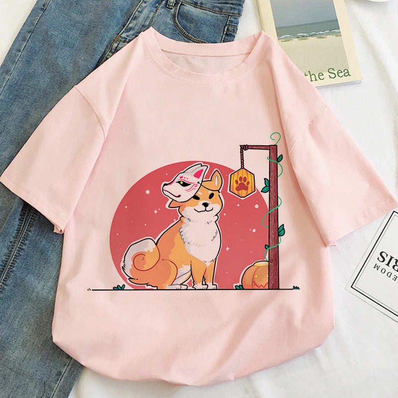 Cat Kawaii Cartoon Pattern T-shirt Women