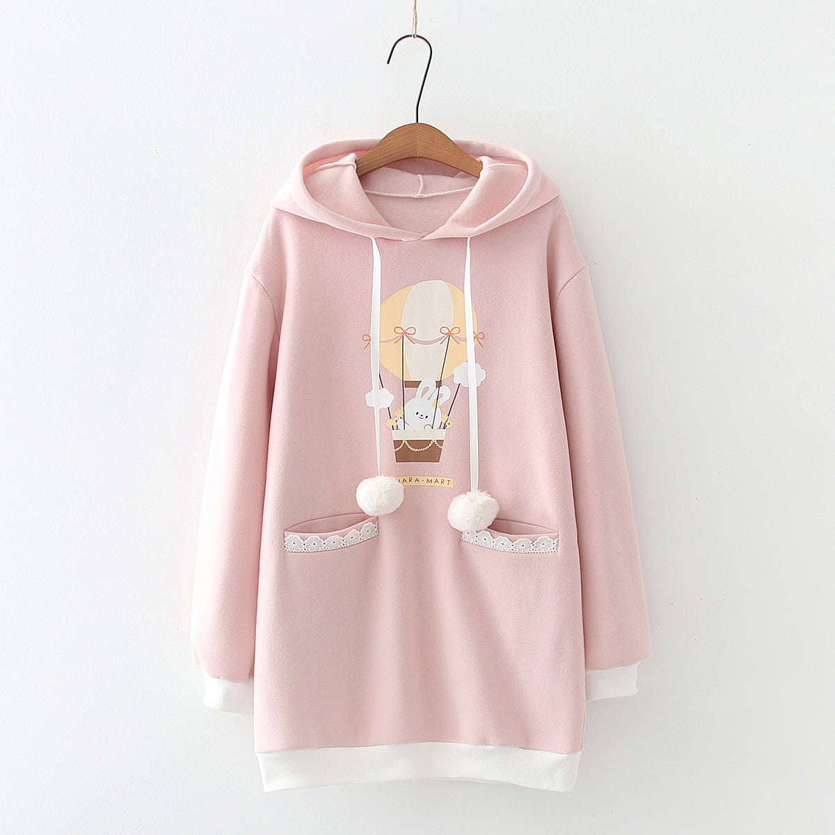 Hoodie Dress Women Kawaii Cartoon Graphic Fleece Long Sleeve