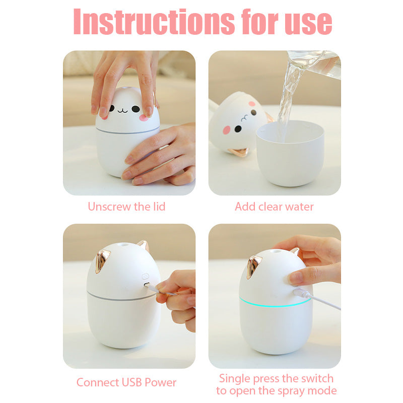 Cartoon Kawaii Air Humidifier 250ML Aroma Essential Oil Diffuser USB Cool Mist Sprayer For Bedroom Home Car Fragrance Diffuser