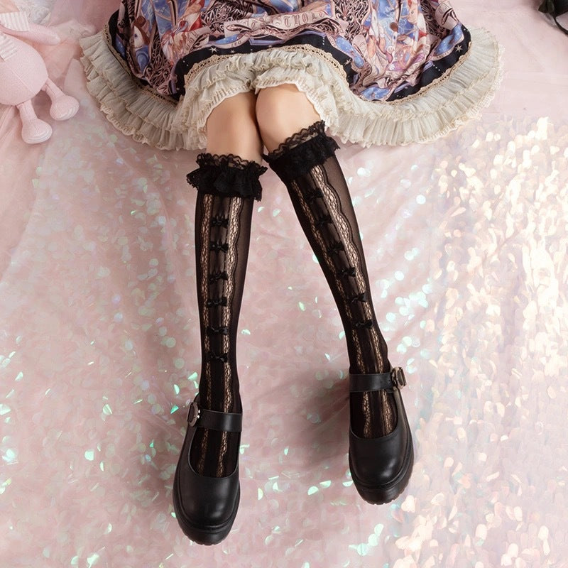 Japanese Lolita Summer Thin Lace Bow Leg Socks