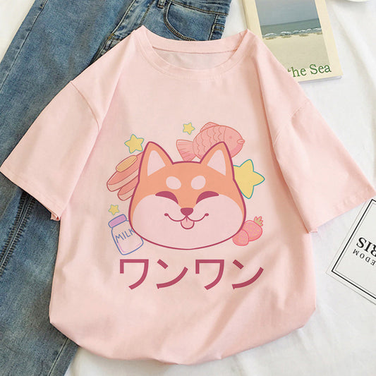 Cat Kawaii Cartoon Pattern T-shirt Women